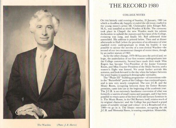 Keble College The Record 1980 (Paperback)