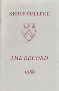 Keble College The Record 1988 (Paperback)