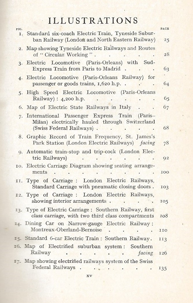 Pitman's Transport Library - Railway Electrification and Traffic Problems by Philip Burtt -Illustrations List