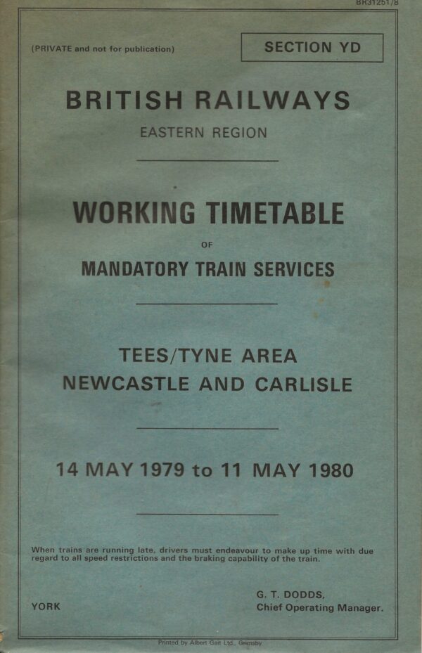 British Railways Midland Region Working Timetable of Mandatory Train Services 2 May 1977 to 7 May 1978