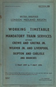 British Railways Midland Region Working Timetable of Mandatory Train Services 2 May 1977 to 7 May 1978