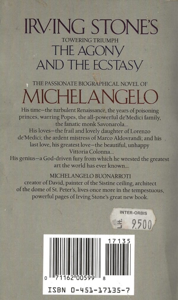The Agony and the Ecstasy by Irving Stone  (Paperback) - Image 2