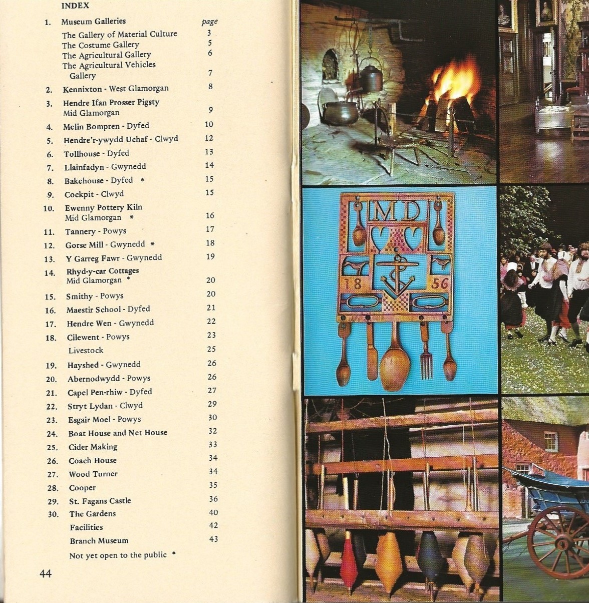 Amgueddfa Werin Cymru - Welsh Folk Museum - National Museum of Wales (Paperback) -contents page