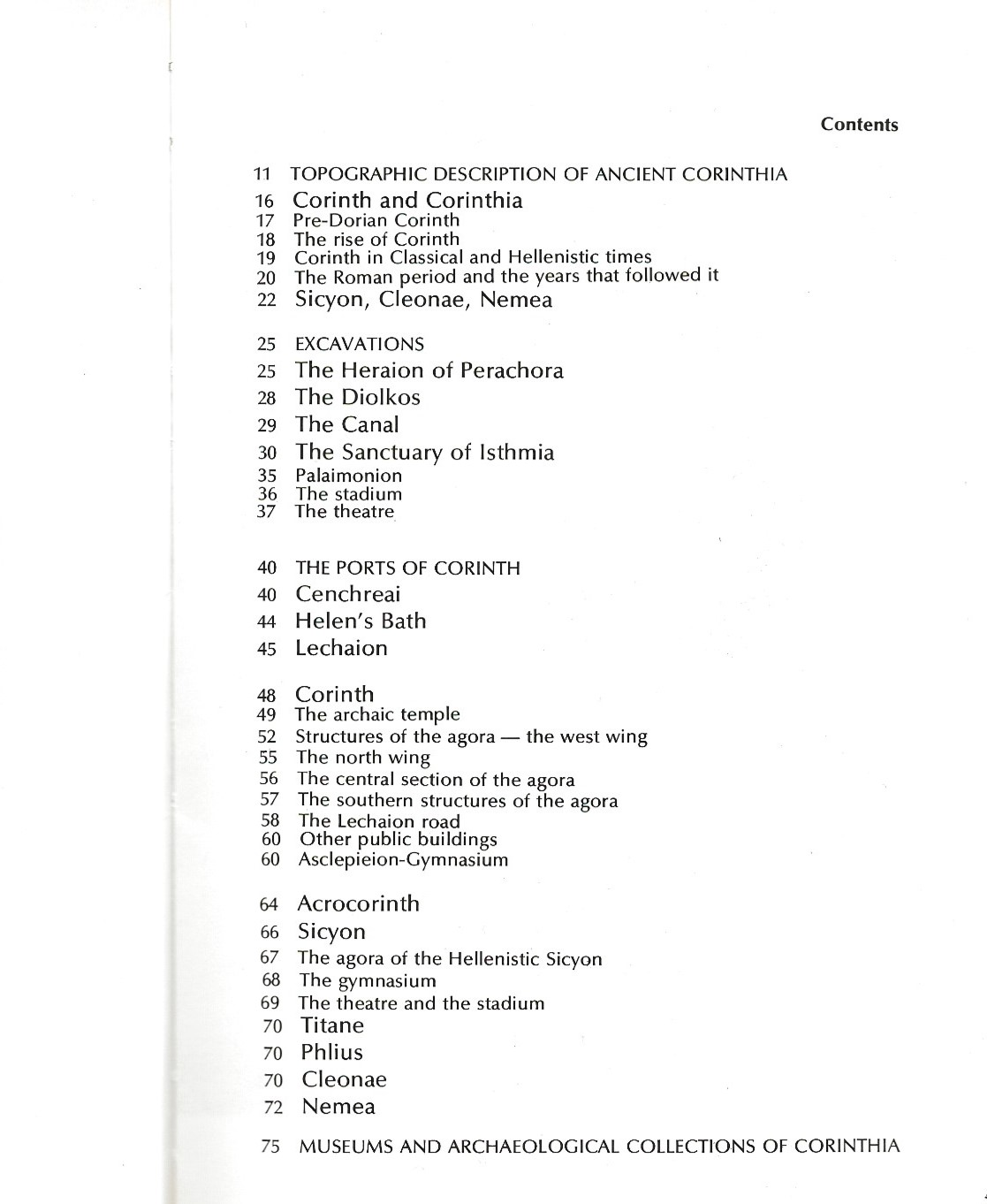 Ancient Corinth - The Museums of Corinth, Isthmia and Sicyon (Paperback) - Contents Page