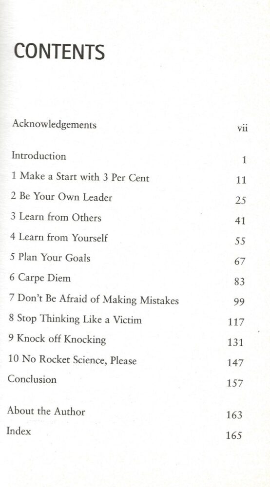 Change your Life: 10 Steps to get what you want (Paperback) Contents Page