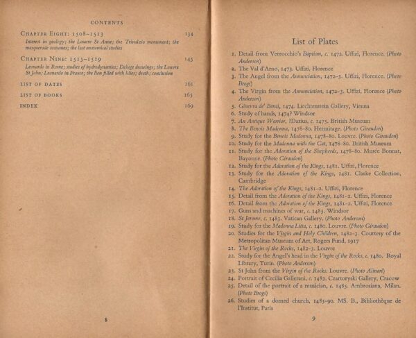 Leonardo Da Vinci by Kenneth Clark (Paperback) - Contents Page -2