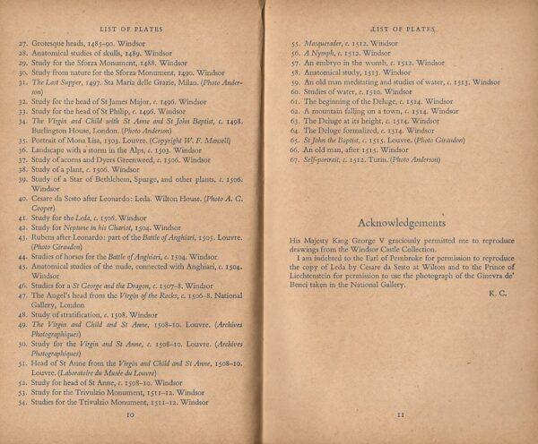 Leonardo Da Vinci by Kenneth Clark (Paperback) - Contents Page -3