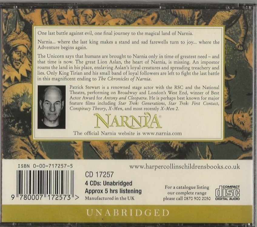 The Chronicles of Narnia: The Last Battle (4 Audio CDs)