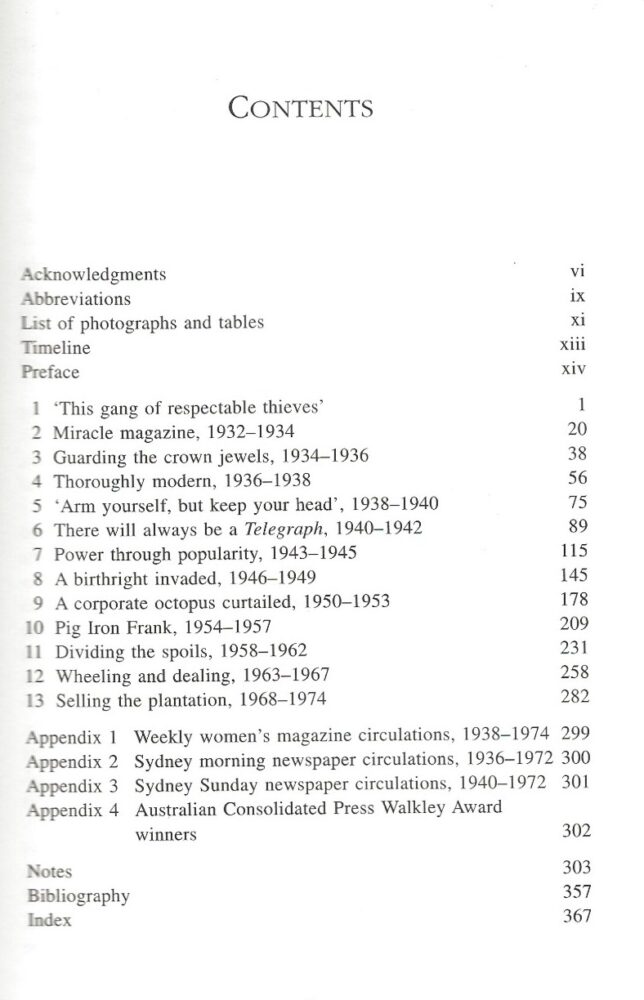 The House of Packer -The Making of a Media Empire (Hardcover)-Contents Page