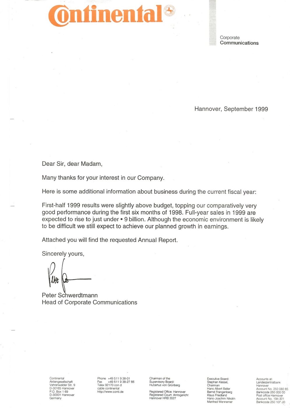 Continental Annual Report 1998