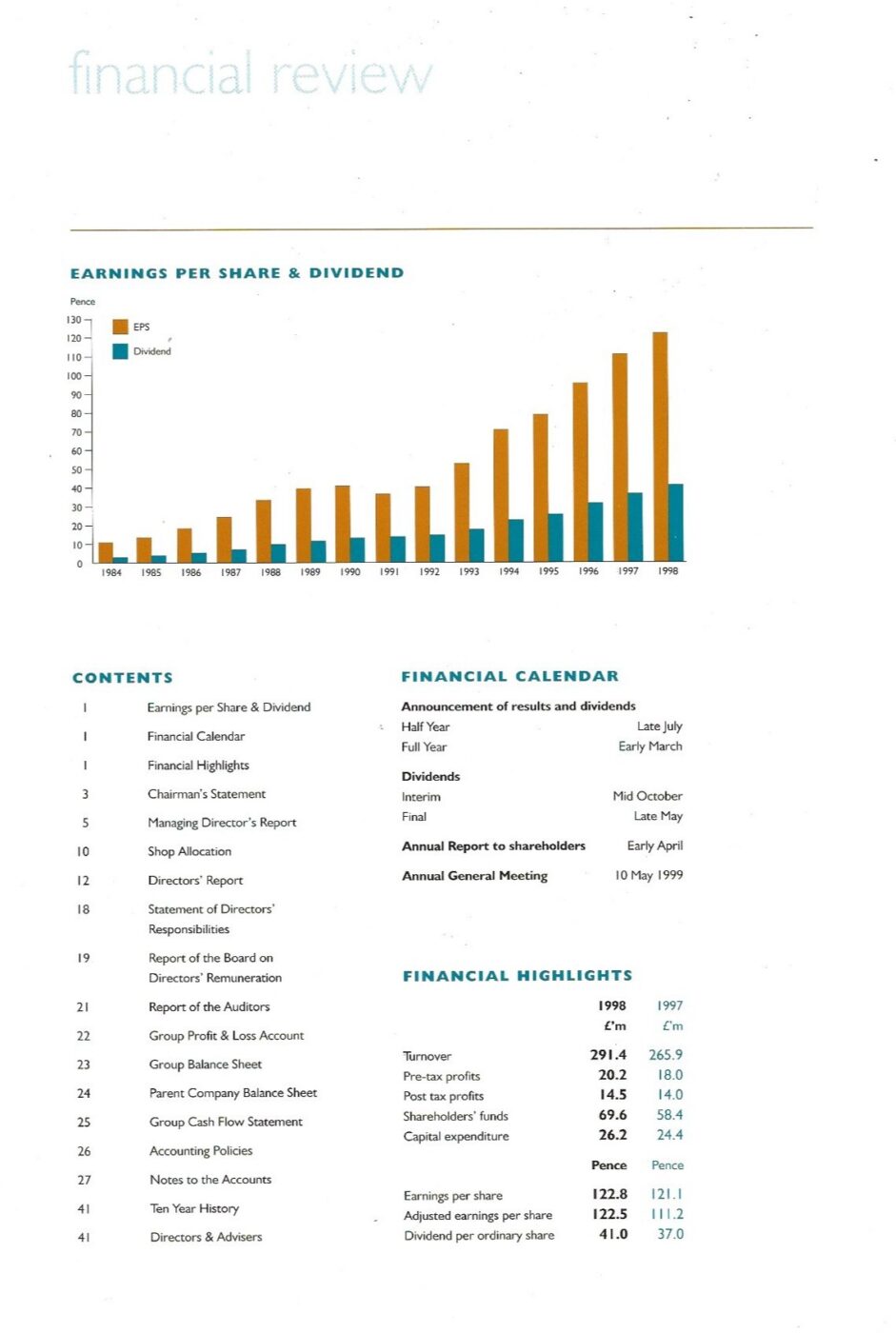 Greggs PLC 1998 Annual Report