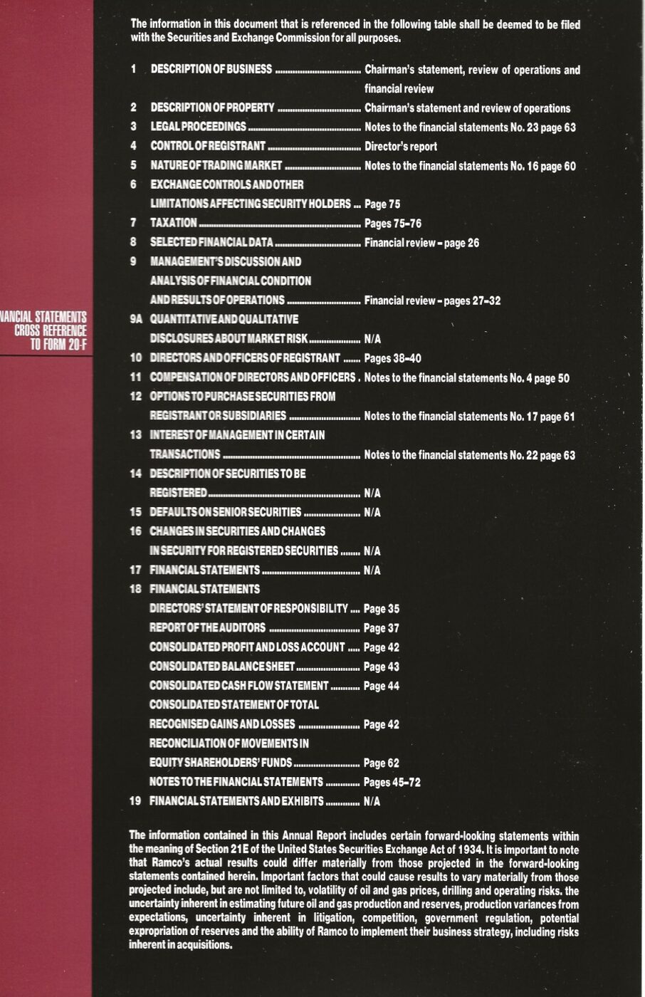 Ramco Energy PLC 1998 Annual Report, Financial Statement and Form 20-F - Image 2