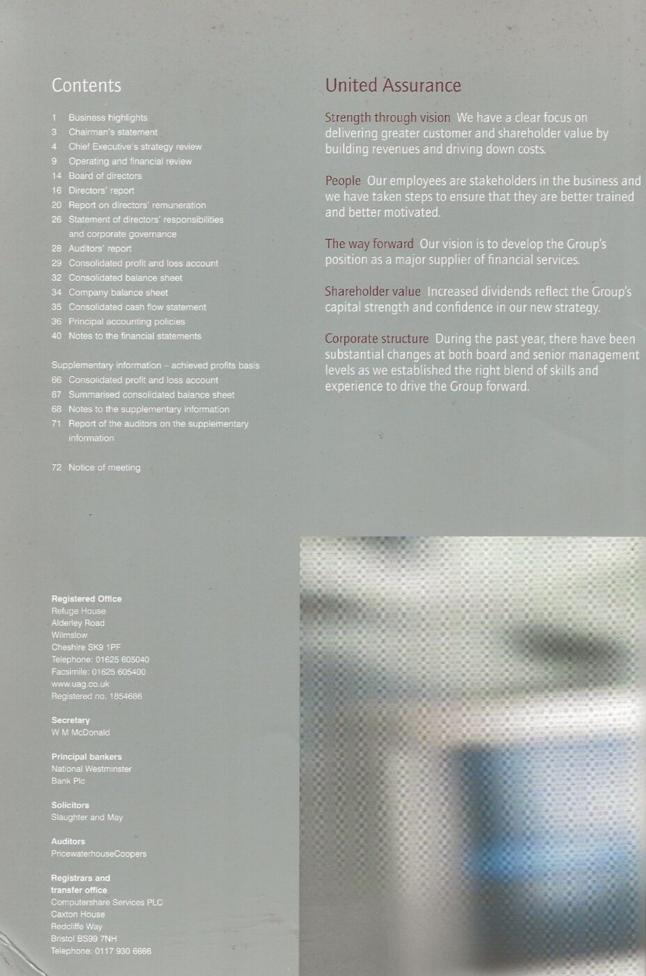United Assurance Group plc Annual Report and Accounts 1998 -Contents Page